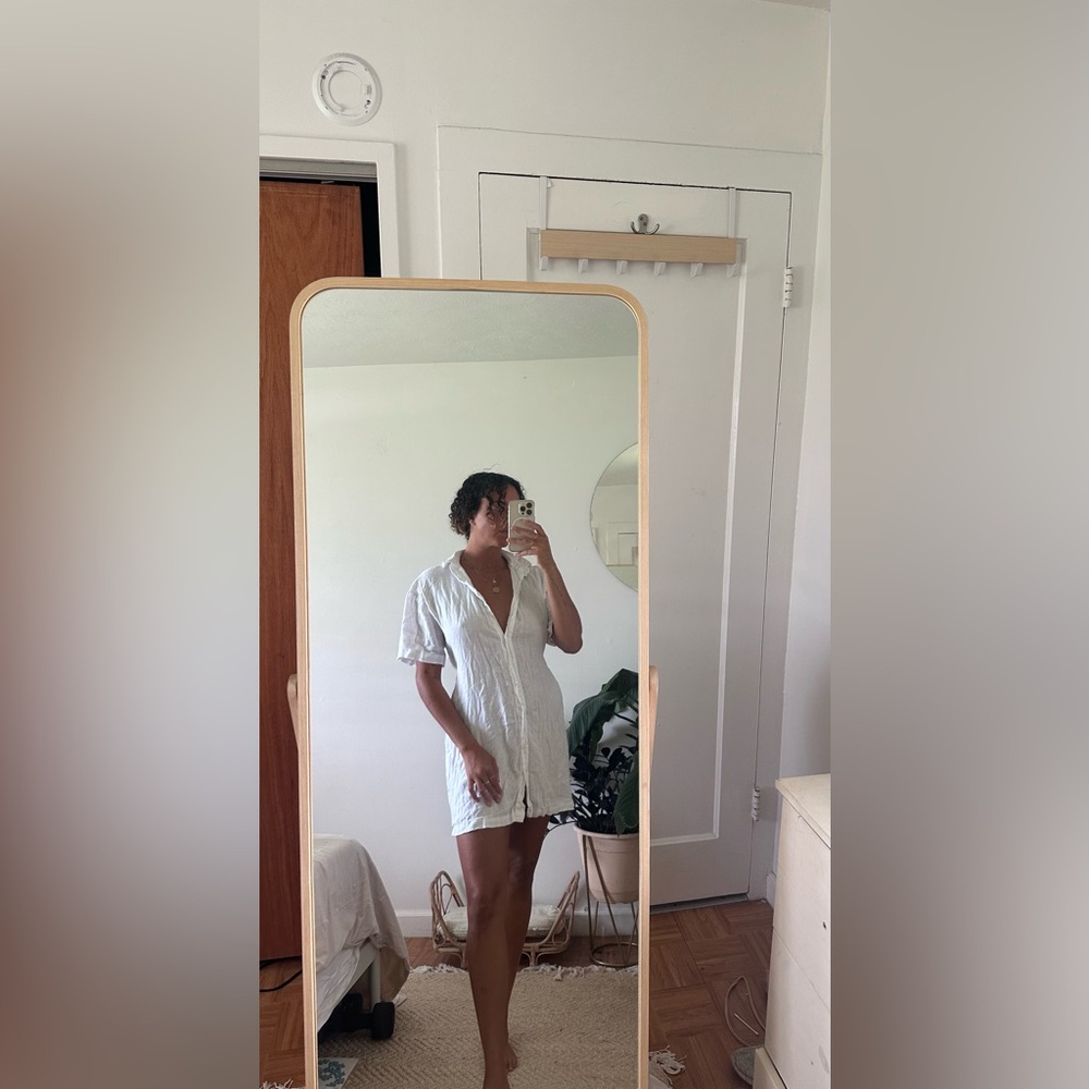 Cutout linen mini dress